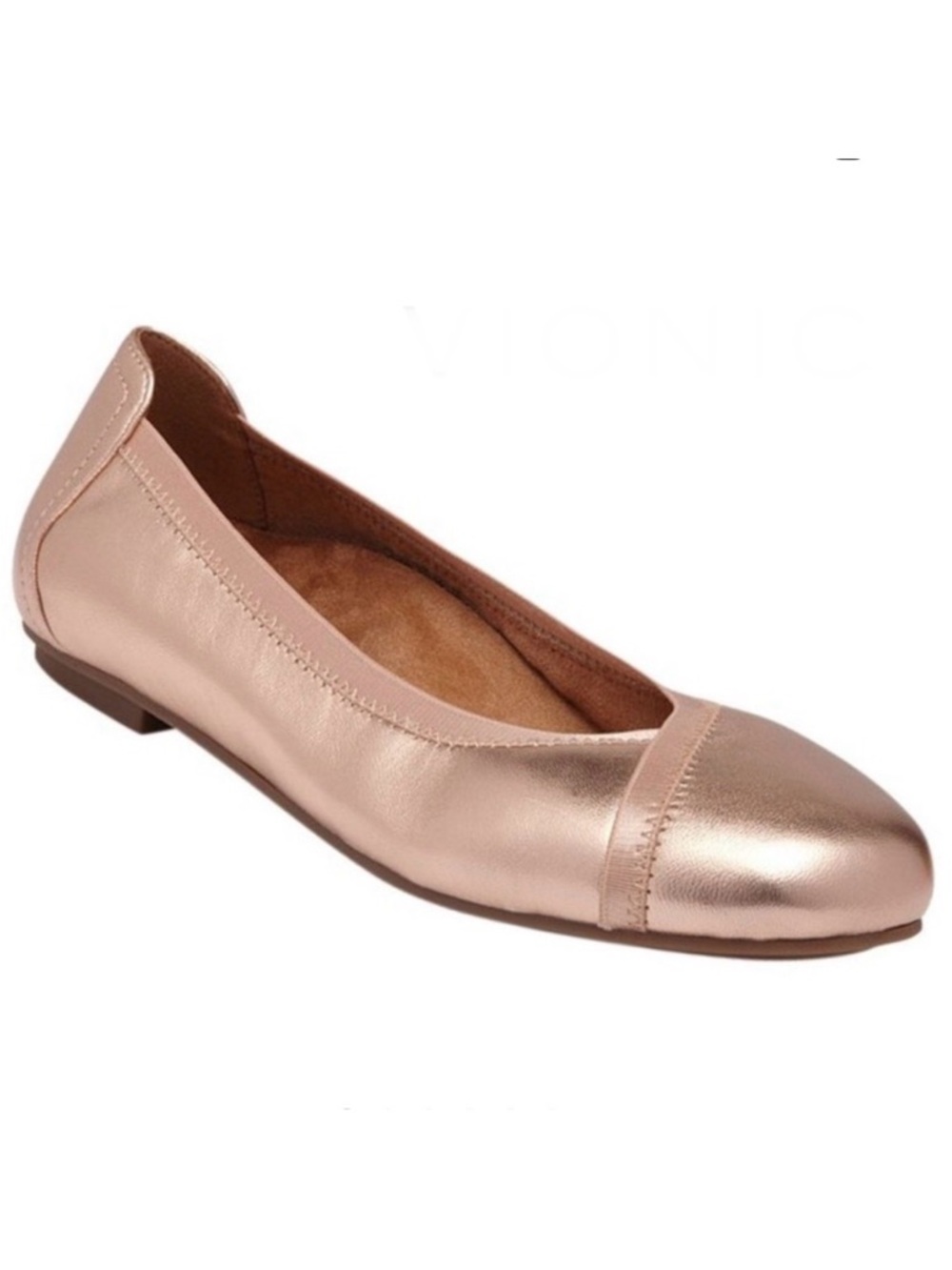 Vionic Caroll Rose Gold Metallic Ballet Flats Comfort Shoes Women’s 9 LIKE NEW